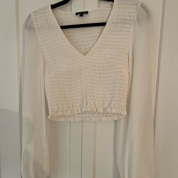 Dynamite White Ester Smocked Blouse - LIKE NEW - Picture 2 of 5